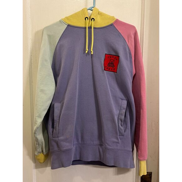 Teddy Fresh Multicolor 100% Cotton Pullover Sweatshirt Hoodie  Mens Size Small - Picture 1 of 9